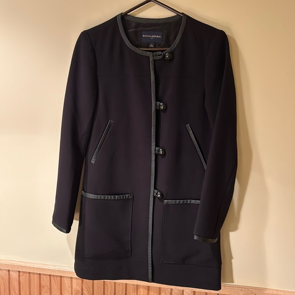 Banana Republic, black,  light weight coat. Size XS